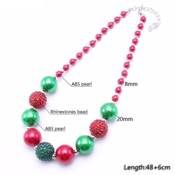 Girls Christmas Chunky Bubblegum Necklace - Picture 4 of 4